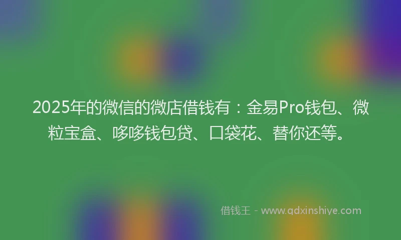 2025年的微信的微店借钱有：金易Pro钱包、微粒宝盒、哆哆钱包贷、口袋花、替你还等。