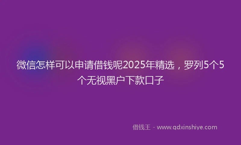 微信怎样可以申请借钱呢2025年精选，罗列5个5个无视黑户下款口子