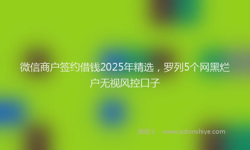 微信商户签约借钱2025年精选，罗列5个网黑烂户无视风控口子