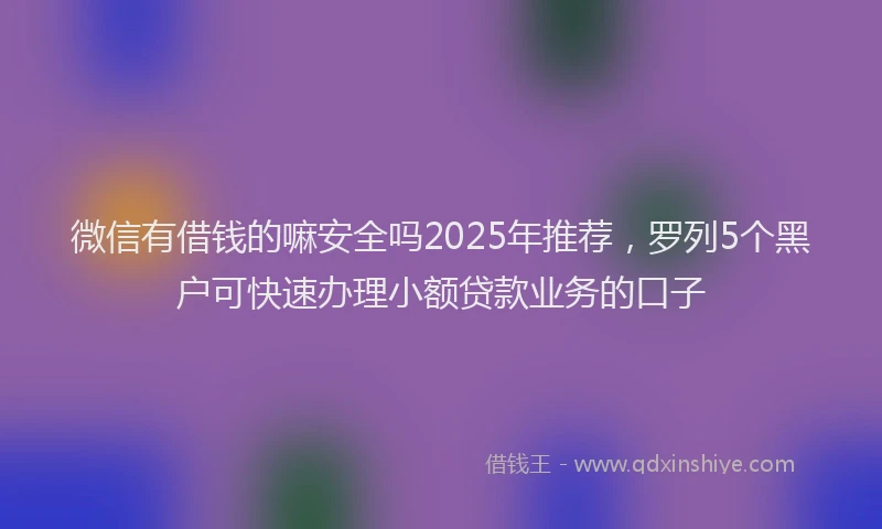 微信有借钱的嘛安全吗2025年推荐，罗列5个黑户可快速办理小额贷款业务的口子