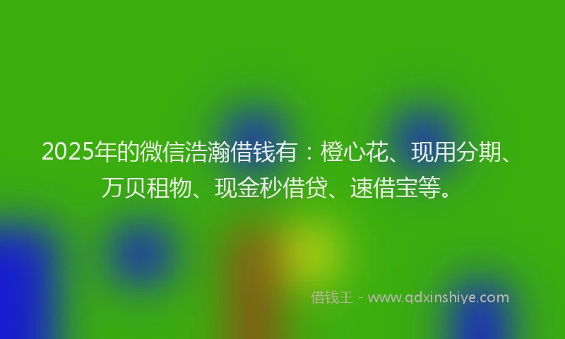 2025年的微信浩瀚借钱有：橙心花、现用分期、万贝租物、现金秒借贷、速借宝等。