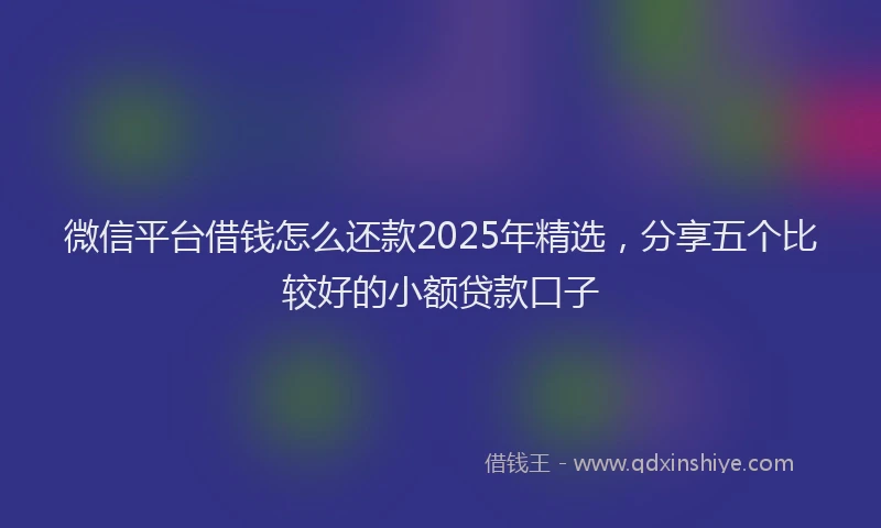 微信平台借钱怎么还款2025年精选，分享五个比较好的小额贷款口子