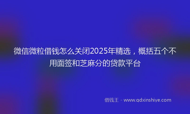 微信微粒借钱怎么关闭2025年精选，概括五个不用面签和芝麻分的贷款平台