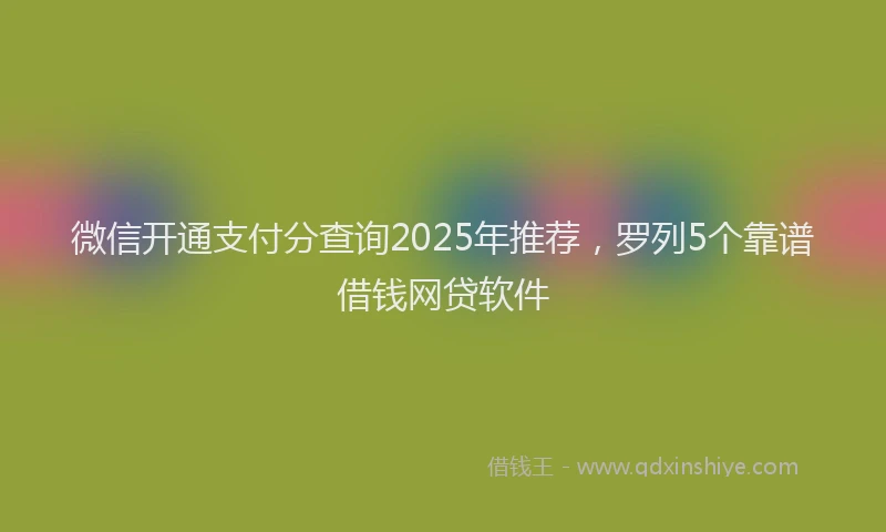 微信开通支付分查询2025年推荐，罗列5个靠谱借钱网贷软件