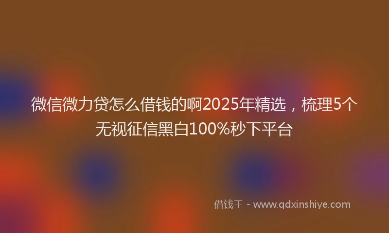 微信微力贷怎么借钱的啊2025年精选，梳理5个无视征信黑白100%秒下平台