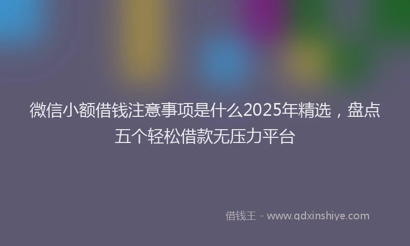 微信小额借钱注意事项是什么2025年精选，盘点五个轻松借款无压力平台