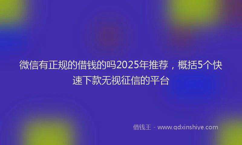微信有正规的借钱的吗2025年推荐，概括5个快速下款无视征信的平台