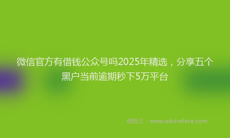 微信官方有借钱公众号吗2025年精选，分享五个黑户当前逾期秒下5万平台