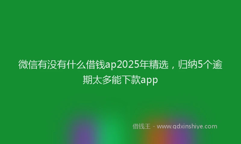 微信有没有什么借钱ap2025年精选，归纳5个逾期太多能下款app