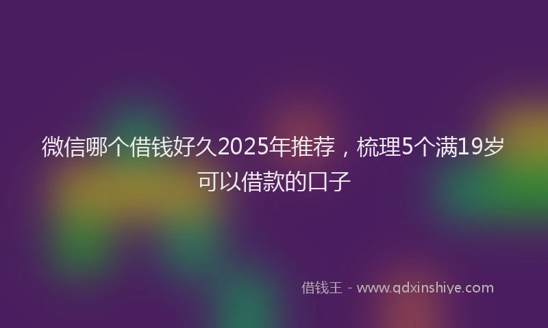 微信哪个借钱好久2025年推荐，梳理5个满19岁可以借款的口子