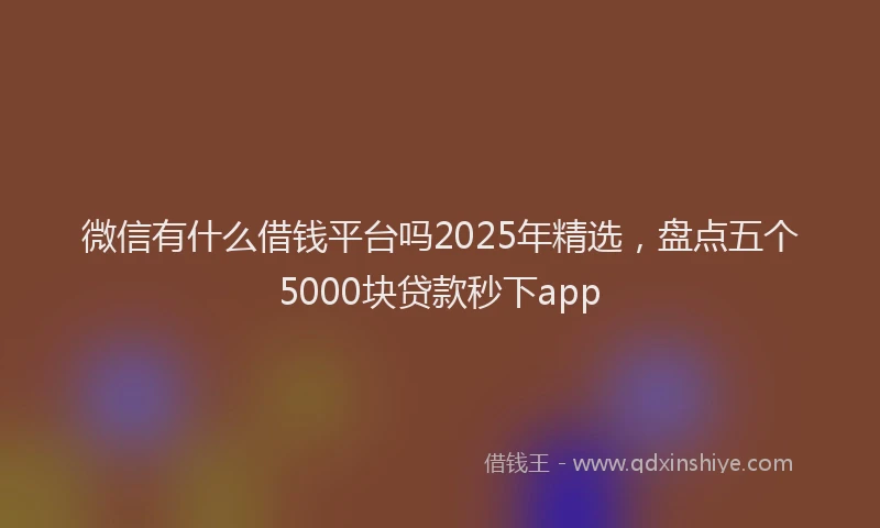 微信有什么借钱平台吗2025年精选，盘点五个5000块贷款秒下app