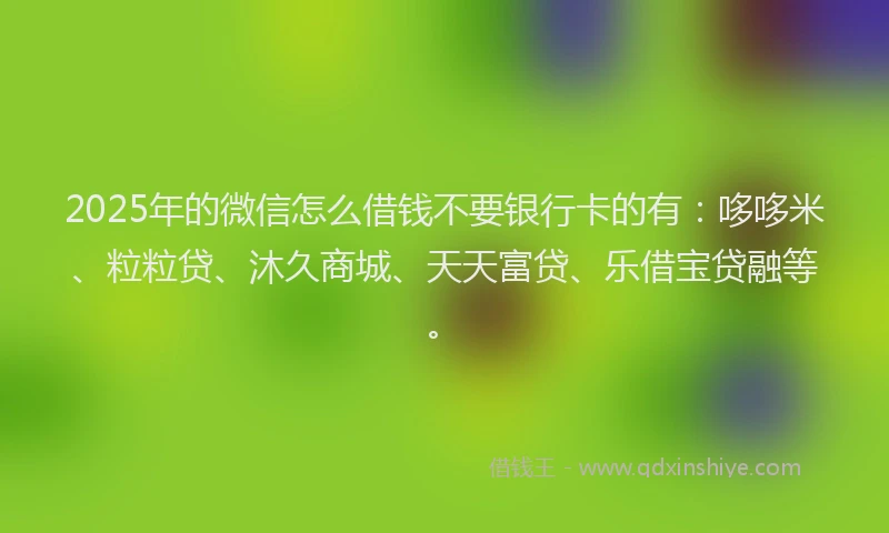 2025年的微信怎么借钱不要银行卡的有：哆哆米、粒粒贷、沐久商城、天天富贷、乐借宝贷融等。