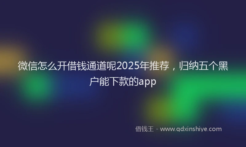 微信怎么开借钱通道呢2025年推荐，归纳五个黑户能下款的app