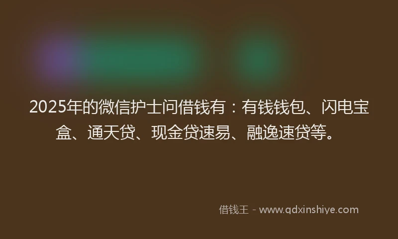2025年的微信护士问借钱有：有钱钱包、闪电宝盒、通天贷、现金贷速易、融逸速贷等。