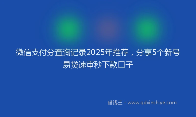微信支付分查询记录2025年推荐，分享5个新号易贷速审秒下款口子