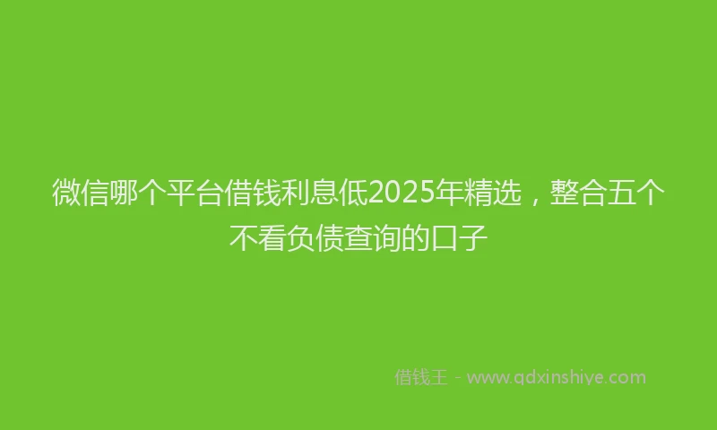 微信哪个平台借钱利息低2025年精选，整合五个不看负债查询的口子