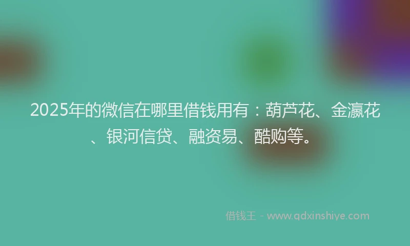 2025年的微信在哪里借钱用有：葫芦花、金瀛花、银河信贷、融资易、酷购等。