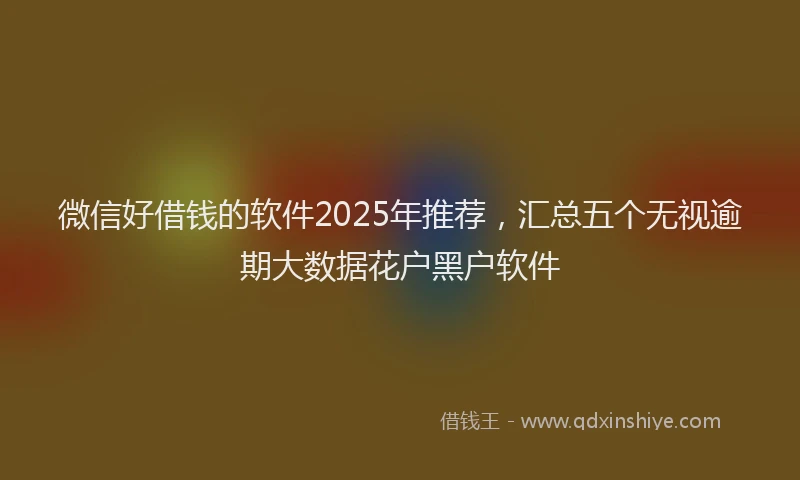 微信好借钱的软件2025年推荐，汇总五个无视逾期大数据花户黑户软件