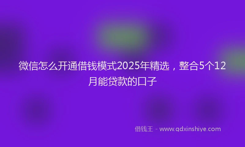 微信怎么开通借钱模式2025年精选，整合5个12月能贷款的口子