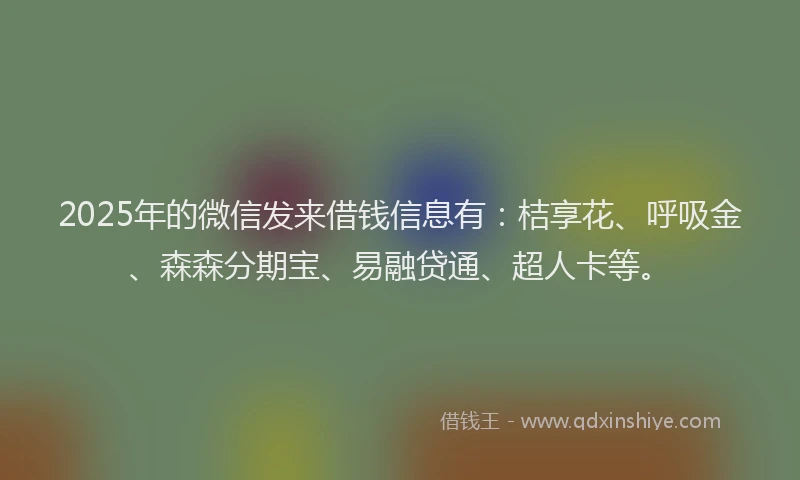 2025年的微信发来借钱信息有：桔享花、呼吸金、森森分期宝、易融贷通、超人卡等。