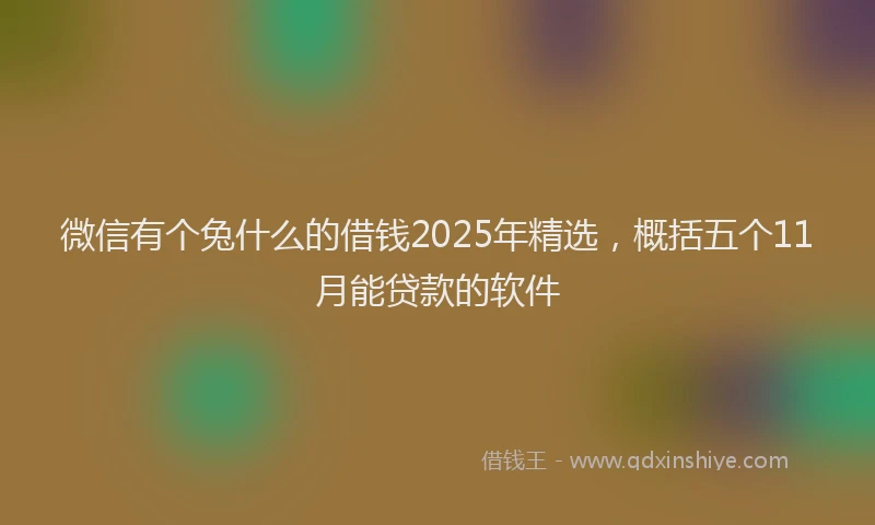 微信有个兔什么的借钱2025年精选，概括五个11月能贷款的软件