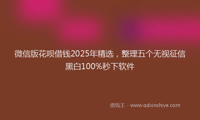 微信版花呗借钱2025年精选，整理五个无视征信黑白100%秒下软件