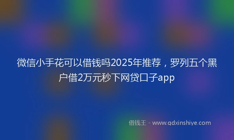 微信小手花可以借钱吗2025年推荐，罗列五个黑户借2万元秒下网贷口子app