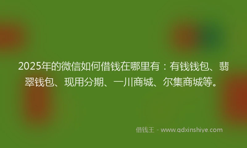 2025年的微信如何借钱在哪里有：有钱钱包、翡翠钱包、现用分期、一川商城、尔集商城等。