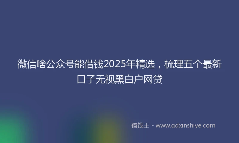 微信啥公众号能借钱2025年精选，梳理五个最新口子无视黑白户网贷