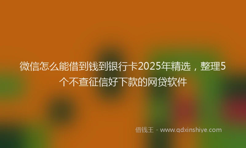 微信怎么能借到钱到银行卡2025年精选，整理5个不查征信好下款的网贷软件