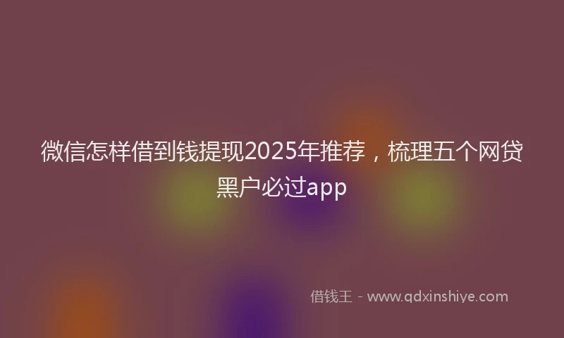 微信怎样借到钱提现2025年推荐，梳理五个网贷黑户必过app