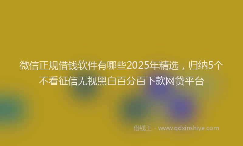 微信正规借钱软件有哪些2025年精选，归纳5个不看征信无视黑白百分百下款网贷平台