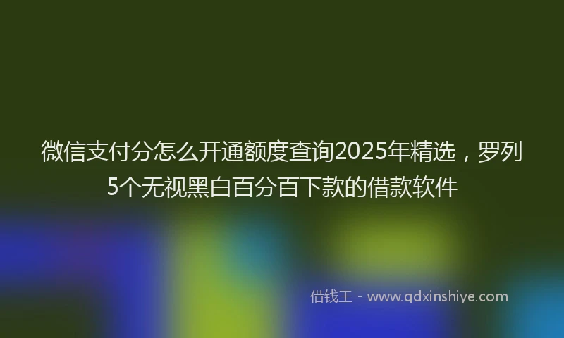微信支付分怎么开通额度查询2025年精选，罗列5个无视黑白百分百下款的借款软件