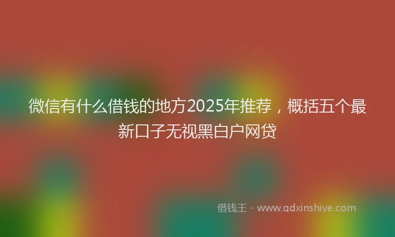 微信有什么借钱的地方2025年推荐，概括五个最新口子无视黑白户网贷
