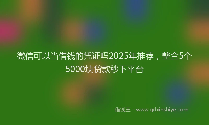 微信可以当借钱的凭证吗2025年推荐，整合5个5000块贷款秒下平台