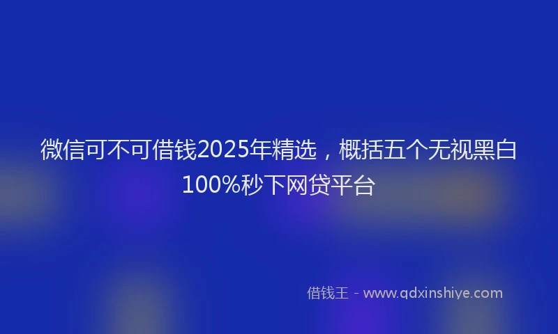 微信可不可借钱2025年精选，概括五个无视黑白100%秒下网贷平台