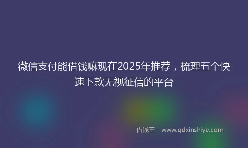 微信支付能借钱嘛现在2025年推荐，梳理五个快速下款无视征信的平台