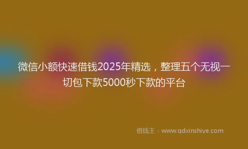 微信小额快速借钱2025年精选，整理五个无视一切包下款5000秒下款的平台
