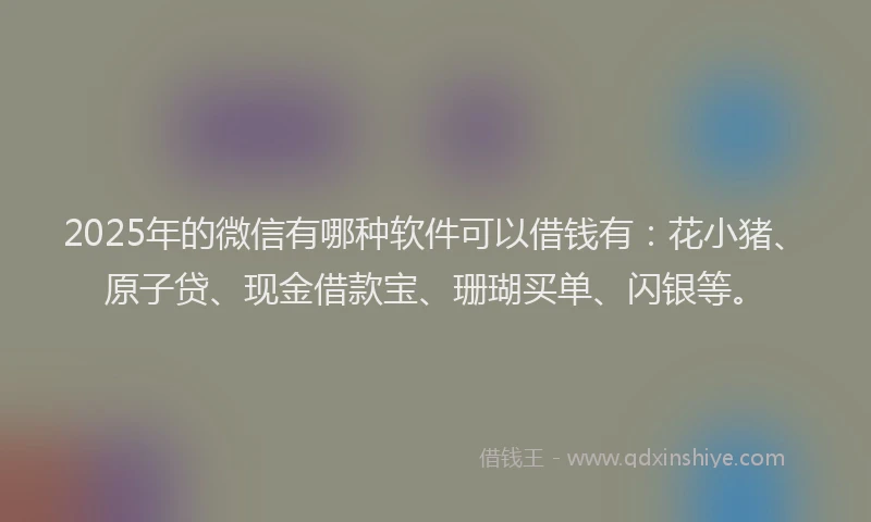 2025年的微信有哪种软件可以借钱有：花小猪、原子贷、现金借款宝、珊瑚买单、闪银等。