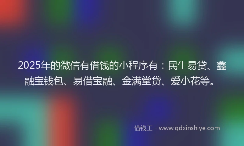 2025年的微信有借钱的小程序有：民生易贷、鑫融宝钱包、易借宝融、金满堂贷、爱小花等。