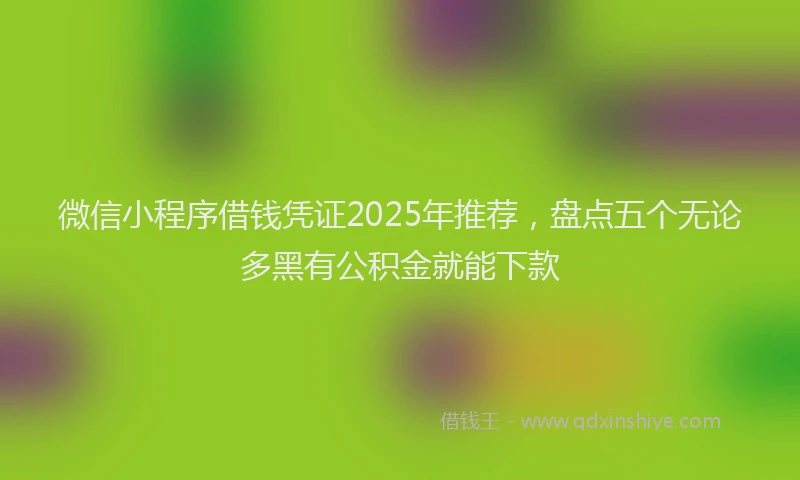 微信小程序借钱凭证2025年推荐，盘点五个无论多黑有公积金就能下款