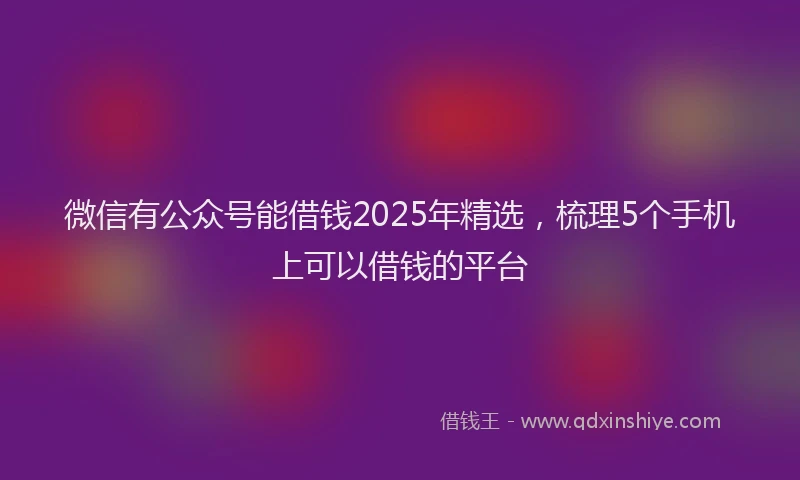 微信有公众号能借钱2025年精选，梳理5个手机上可以借钱的平台