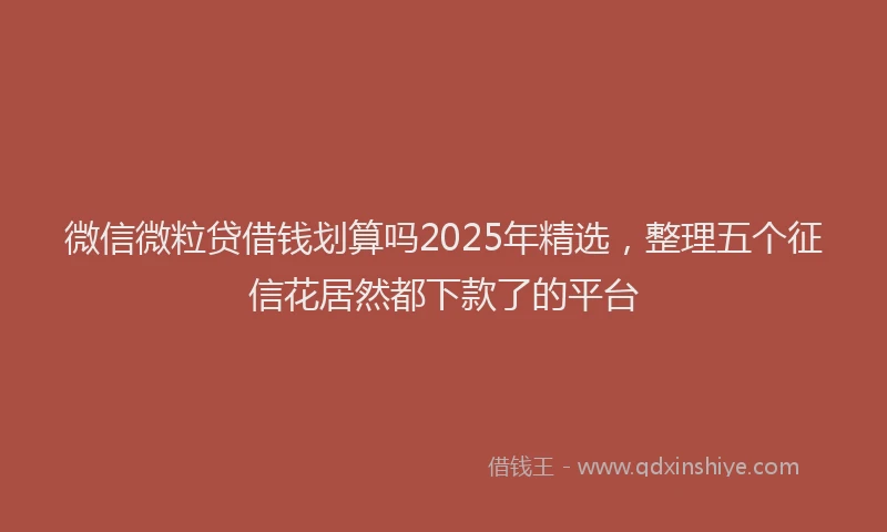微信微粒贷借钱划算吗2025年精选，整理五个征信花居然都下款了的平台