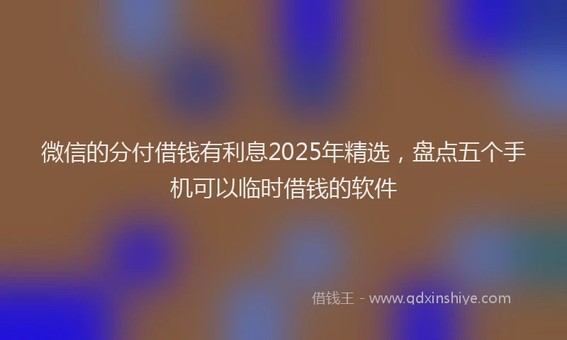 微信的分付借钱有利息2025年精选，盘点五个手机可以临时借钱的软件