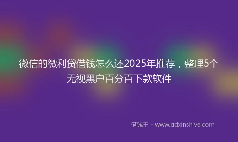 微信的微利贷借钱怎么还2025年推荐，整理5个无视黑户百分百下款软件