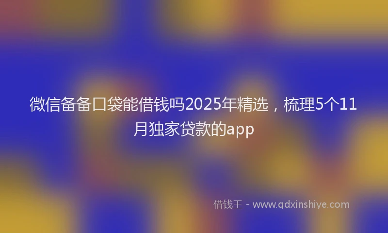 微信备备口袋能借钱吗2025年精选，梳理5个11月独家贷款的app