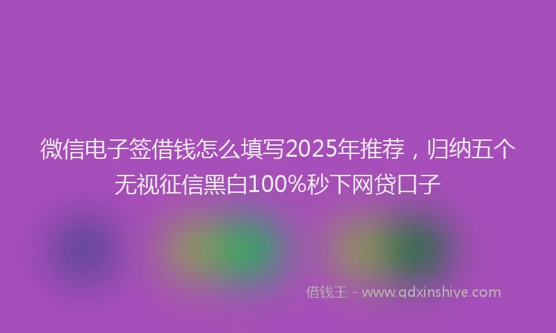 微信电子签借钱怎么填写2025年推荐，归纳五个无视征信黑白100%秒下网贷口子