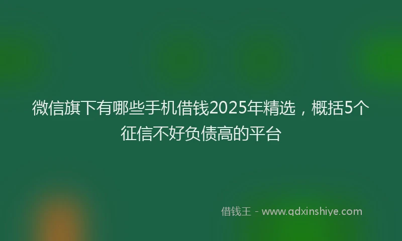 微信旗下有哪些手机借钱2025年精选，概括5个征信不好负债高的平台