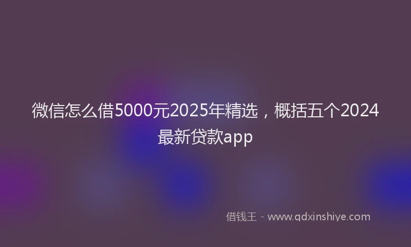 微信怎么借5000元2025年精选，概括五个2024最新贷款app