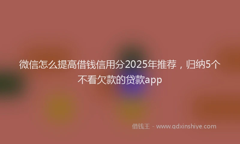 微信怎么提高借钱信用分2025年推荐，归纳5个不看欠款的贷款app